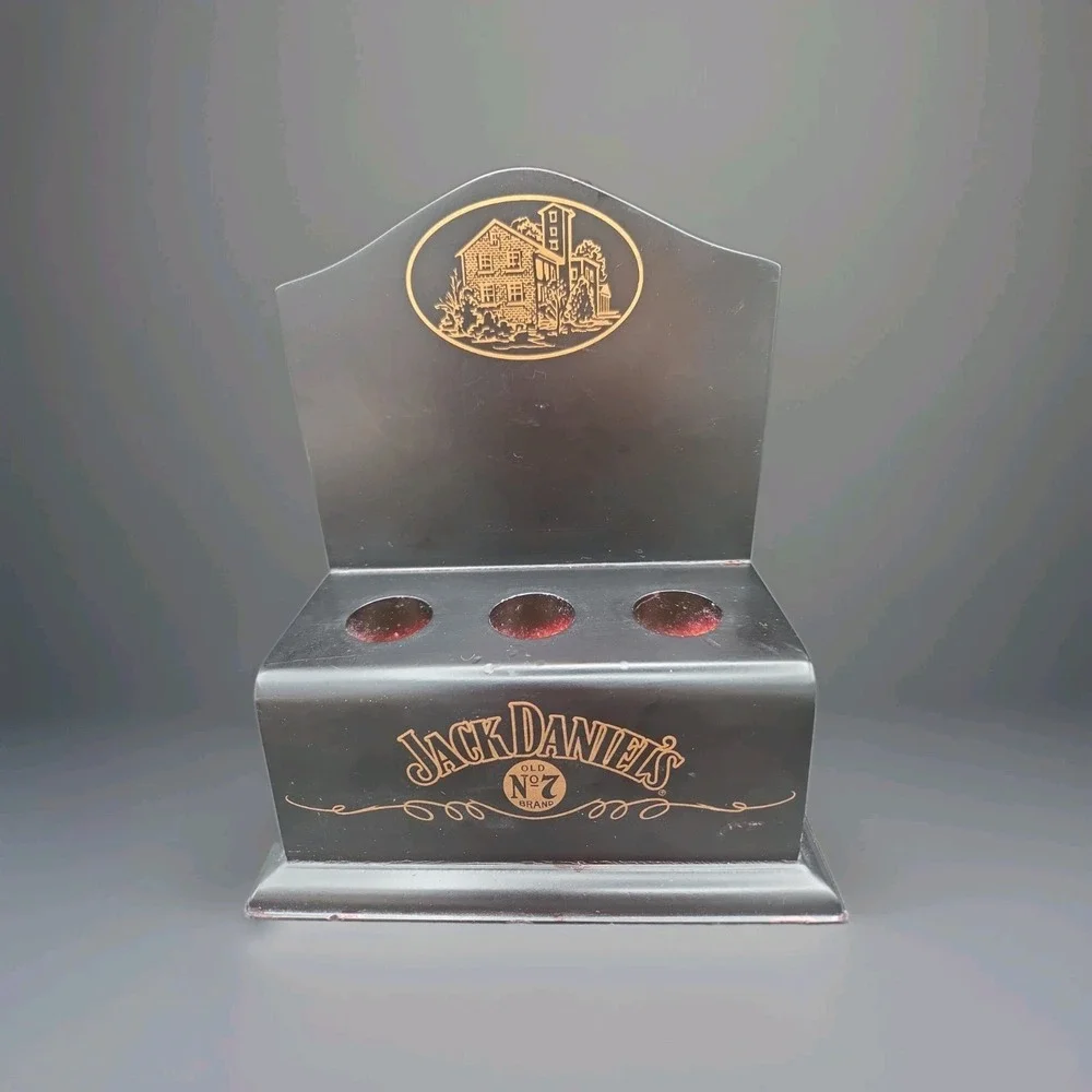 Vintage 2005 Jack Daniels Pewter Bottle Stopper Set Stand Flask Tote Bag Bundle